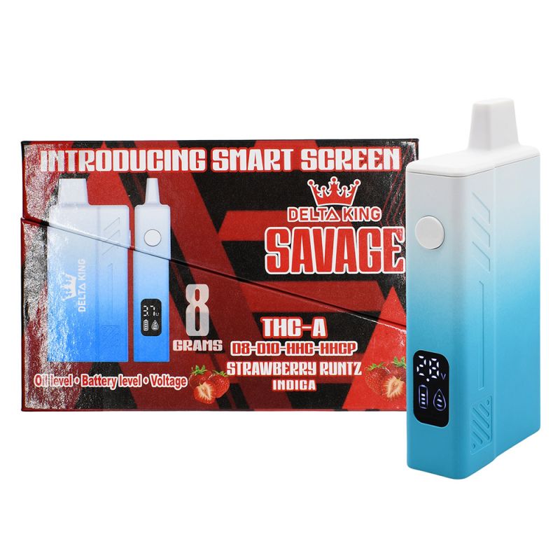 	Delta King Savage 8g THC-A D8-D10-HHC-HHCP Disposable: Zkittlez (Indica)